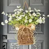 Decorative Flowers Charm Basket Artificial Blooms Wreath For Festive Celebrations Door Decoration DropShip