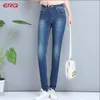 Dames jeans mode slanke denim magere jeggings mid-taist rechte been smalle broek rek vrouwelijke zomerse broek