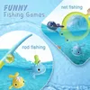 Baby Bath Toys Magnet Baby Bath Fishing Toys Wind-Up Swimming Whales BathTub Toy Fishing Game Water Tub Toys Set With Fishing Pole Net för barn