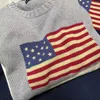 Pull de laine pour femmes de créateur - Pilluche à manches longues du drapeau américain tricot à la main, mélange en cachemire de haute qualité, pull drapeau élégant et polyvalent