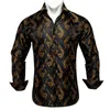Mens Business Dress Shirts Black Gold Long Sleeve Formal Button-Down Collar Social Slim Fit Shirt Spring Man Casual Blus 240403