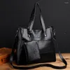 Shoulder Bags Korean Vintage Soft Leather Women Girl Tote Purses And Handbags Satchels Messenger