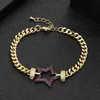 Zlxgirl Fashion Women and Men Star Form Zirkonarmband Schmuck aaa aaa aaa gepflasterte Zirkonia Dubai Gold Bangles Paar 240424