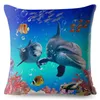 Pillow Blue Underwater World Print Cover Modern Home Decor Covers Cartoon Dolphin Pillows Cases Square Linen Pillowcase