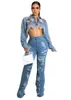 Kvinnors jeans EWSFV 2024 Summer Women Fashion Casual All Match Self Cultivation Sexig Stretch Hole Pocket Micro Flare Long Long