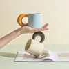 Mugs Moon Cup Handle handgreep keramische kopjes creatieve handgemaakte mode Milk koffie-cup lekvrije thee-cup Koreaans stijl geschenk aan vriendin