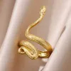 Anéis de casamento anéis de serpentes vintage para mulheres aço inoxidável Ajuste ajustável de ouro anel de jóias de casamento acessórios de jóias punk bff