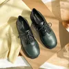 Sıradan ayakkabılar bahar sonbahar vintage kadın oxford düz topuk siyah dantel yukarı deri dikiş yuvarlak ayak parmağı zapatos mujer