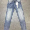 Marca de moda roxa nova jeans azul esticada slim street tiro de rua