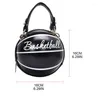 Sacs à bandouliers Femme Fille Basketball Round Pu Leather Handbag Chain Messenger Crossbody Band Bag Satchel Tote Purse