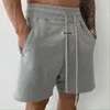 Männer Baumwollshorts Fifth Hosen Lauf Squat Fitness Fitnessstudio Kurzdrückende Kordelkordel Y2K Reißverschluss Tasche Kurzkleidung 240420