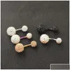 Bouton de nombril bouton anneaux de bouton de cloche nombril 14g femmes en acier inoxydable cz sexy barreau barrelle perçage anneau tragus body bijou dhthg