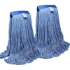 Grade commercial American Made Mop Head avec extrémité circulaire, 4 couches de fil synthétique pour les talons humides industriels lourds - bleu