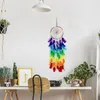 Figurine decorative Rainbow Color Dream Catcher DreamCatchers Fatto a mano tradizionale piuma Decorazione da parete per la casa per la casa camera da letto