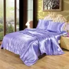 Pieces 4 Bedding Set Luxury Satin Silk Queen King Size Bed Set Comforter Quilt Duvet Cover Flat and Fitted Bed Sheet Bedcloth 3 pcs Black pink blue