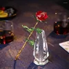 Decorative Flowers Crystal Rose Flower Artificial With Vase Home Decoration Wedding Anniversary Commemoration Valentine's Day
