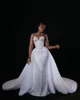 Плюс размер карта русалки свадебное платье с бисером высокие шеи иллюзия длинные рукава свадебные платья свадебные платья чернокожие женщины африканские арабские блестки Мариб