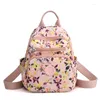 Mochilas de nylon à prova d'água de mochila para mulheres Impressão de flores Bolsa de ombro de bolsas de estilo Preppy Mini Mini Rucksack Bolsas Girls Mochila