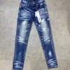 Marca de moda roxa nova jeans azul esticada slim street tiro de rua