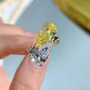 Cluster Rings IsRabbit 18K Gold Plated Pear 7 13MM Citrine White Sapphire Diamond Cocktail Ring For Women Silver 925 Fine Jewelry Free