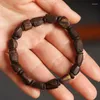 Strand Natural Indonesia Tarakan Agarwood Bracelet Nine Points Submerged Eaglewood Beads Single Circle Crafts Ornament