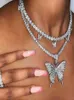 Hangende kettingen sexy persoonlijkheid vlinder Rhinestone dubbele diamanten ketting ketting sieraden Halloween hele goth5735301