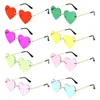 Sunglasses Trendy Party Cosplay Costume Metal Sun Glasses Rimless Heart Heart-Shaped Pink Hippie