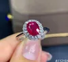 KJJeaxcmy jóias finas S925 Sterling Silver Inclaid Ruby Natural Girl Noble Anel Support Teste
