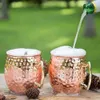 Tasses 5-1 morceau de 500 ml Moscou Mule Cople plaqué tasse en acier inoxydable Anti d'automne Beer Beverage Cup Champagne Party Bar Tool J240428