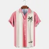 Mäns casual skjortor hawaiian skjorta knapp t-shirt sommar kokosnöt träd mönster gata semesterkläder 1950-talet