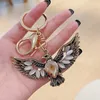 Keychains Opal Eagle Spreading Wings Retro Metal Keychain Men Car Crystal Trinket Jewelry Gift Accessories Ornament Key Pendant