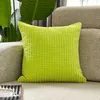 Kudde/dekorativ grön kudde täcker supermjuk randig sammet corduroy-täckning för soffa 45x45cm hem dekorativt fodral