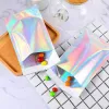Display 50/25pcs Holographischer Regenbogen Flachfolie Mailing -Umschlag großer Laser -Selbstkleber -Versandtaschen für Kurier -Speichergeschenkpaket