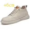 Casual schoenen mannen echte lederen lifthoogte verhogen 6 cm heren skateboard sneakers sport teniz zapatillas de hombre 2024