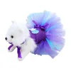犬のアパレルカジュアルペットの衣装美しい汚い抵抗性のある通気性のある紫色のドレス服夏のためのポリエステル