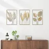 Estatuetas decorativas nórdica Arte de ferro nórdico Golden Folhas de folha pendurada parede criativa quadrado quadrado quadro de metal moderno decoração de casa moderna quarto design