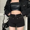 Short féminin Vintage Street Rivet Black Denim pour femmes Y2k High Waist All-Match Short Pants 2024 Summer Bodycon Ropa Mujer