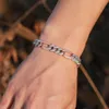 Две мелодия S925 Silver Hip Hop Moissanite Lated White Gold Bracelet