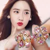 Stud Earrings Fashion Women Gold-plated Snowflake Gem Engagement For Zircon Jewelry Birthday Anniversary Gift