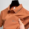 Leichte Luxusmarke Ice Seide Kurzärmele Polo-Hemd für Herren 2024 Sommer Neues modisches gestickeltes T-Shirt Casual Silk Mens Clothing 240426