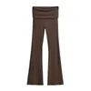 Pantaloni da donna logo personalizzato 2024 rollover a doppia strato sport corno casual 95 cotone cotone elastico slim fit micro