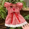 Dog Apparel Summer Dress Cute Flower Pattern Plaid Skirts Cat Princess Dresses Chihuahua Yorkie Sweet Puppy Clothes Pet Costume