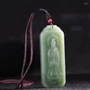 Hänge halsband naturliga riktiga hetiska jade carve guanyin och lotus välsigna fred halsband smycken mode för kvinnor män lyckliga gåvor