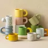 Tazas de soporte Dropshipping de estilo coreano Taza de café Cerámica Copa de leche Regalos Copas de café Copa Copa de agua caliente para amigos J240428