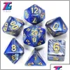 Gambing Gambing Leisure Sports Games Outdoors Mixed Color Dice Set D4-D20 Dungeons och Dargon RPG MTG Board Game 7pcs/Set Drop Deliver Dhqzi