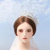 Headpieces Pearl Tiaras och Crowns for Women Silver Color Crystal Bridal Hair Accessories Wedding Head Jewel Brud Brudbonad