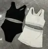 Paris Women's Bikinis Zestaw Seksowne luksusowe stroje kąpielowe Projektantki stroju kąpielowego Kobiety żebrowane moda pływanie na plażę noszą klasykę wysokiej talii odzież marka marki Kąpiel Kąpiec XL