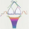 Bikini de maillots de bain pour femmes Set Gradient Color String Halter Triangle Micro Women Mini Thong Swimsuits Sexy Bathing Costume Bikinis 2024 Mujer