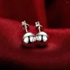 Stud -oorbellen 925 Sterling Silver 6mm/8 mm/10 mm Ronde Cirkel Solid Ball Bead Woman Fashion Wedding Party Sieraden