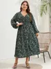 Plus Size Dresses Elegant Long Women Dress Sexy V Neck Boho Beach Black Green Floral Big Summer Sleeve For